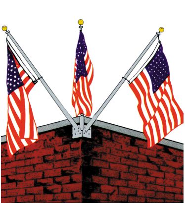 9' Streaming Triple Corner Mount Flagpole Set